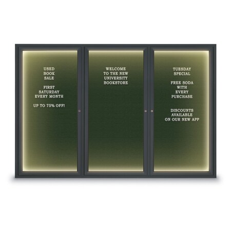 United Visual Products Indoor Enclosed Combo Board, 42"x32", Black Frame/White Porc & Pumice UVCB4232B-WHTPORC-PUMICE